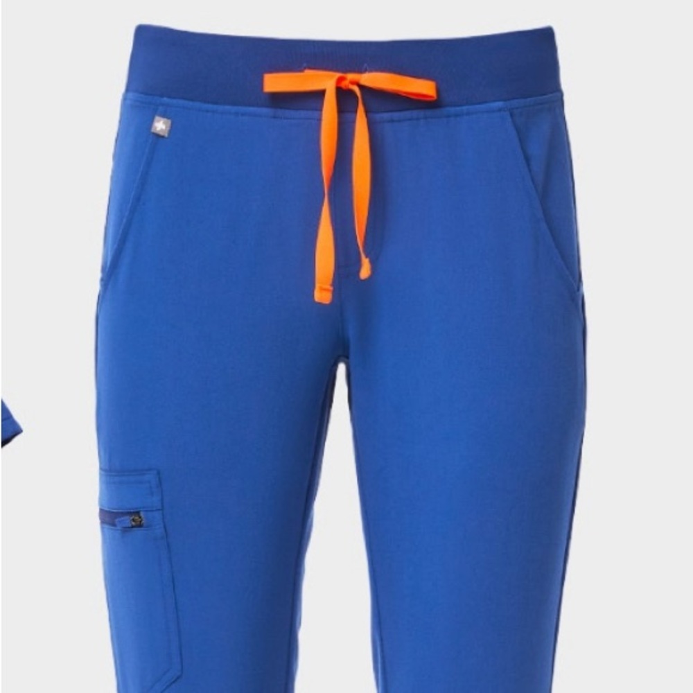Winning Blue Figs Joggers Scrub Pants with Orange Drawstring